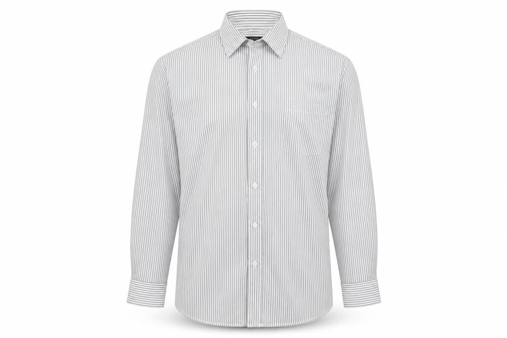Dunnes Men's White Striped Long Sleeve Button-Up Shirt Size 16