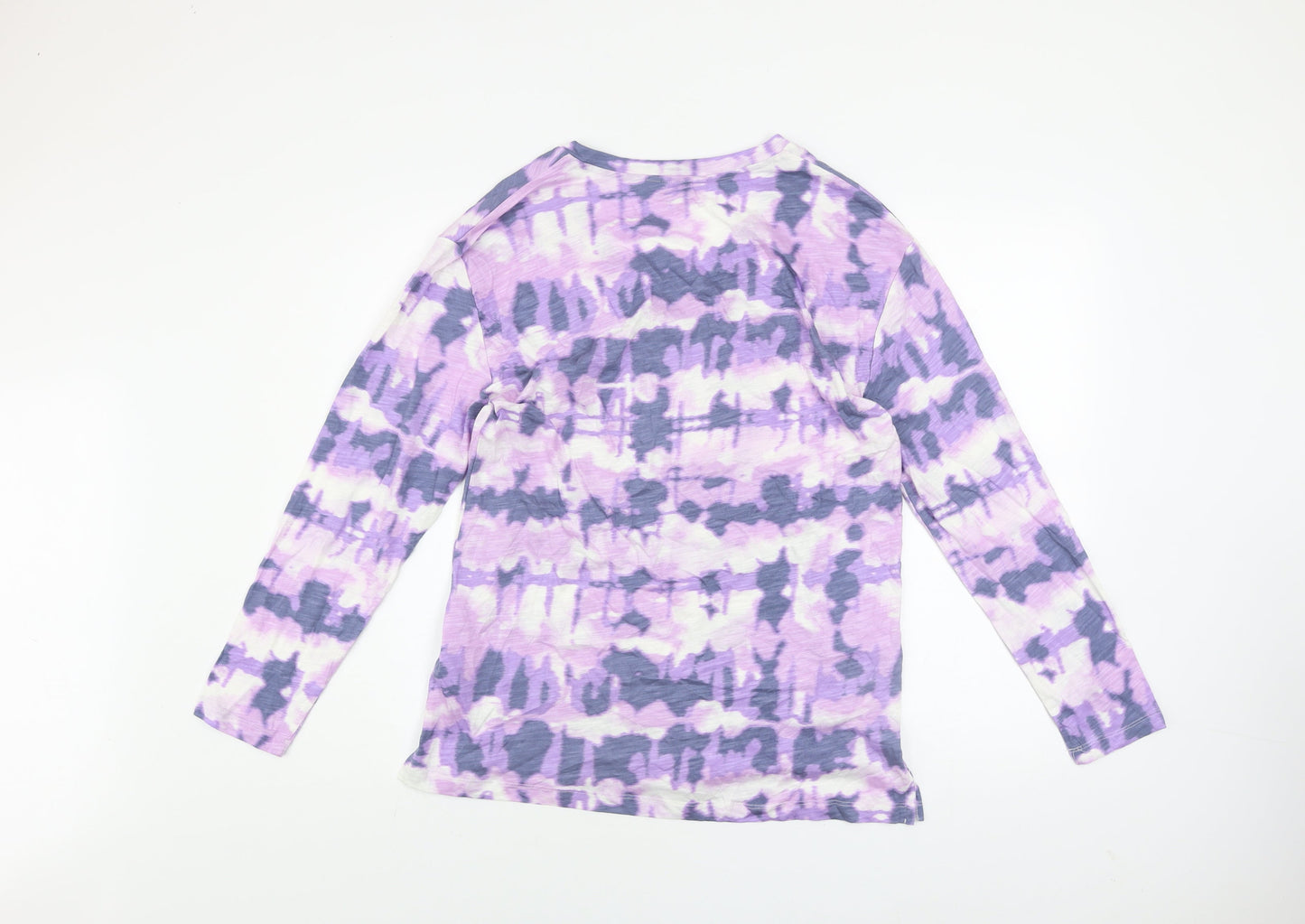 Marks and Spencer Women’s Multicoloured Tie Dye Long Sleeve V-Neck Cotton Modal T-Shirt Size 10