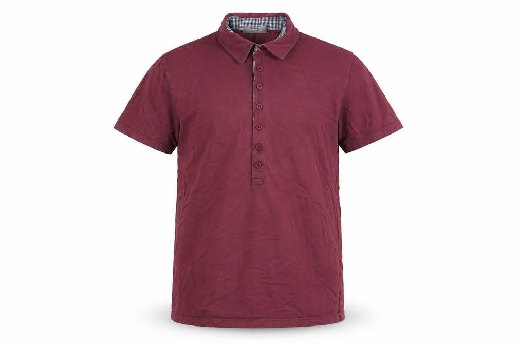 Topman Men's Maroon Short Sleeve Cotton Button-Up Shirt Size L