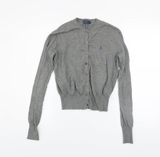 Polo Ralph Lauren Women's Grey Cotton Merino Wool Cardigan S