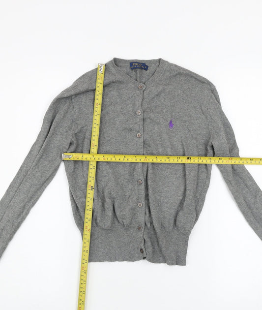 Polo Ralph Lauren Women's Grey Cotton Merino Wool Cardigan S