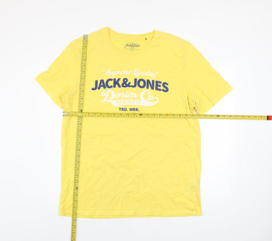 Mens UK Size 2XL JACK & JONES Yellow  Cotton T-Shirt