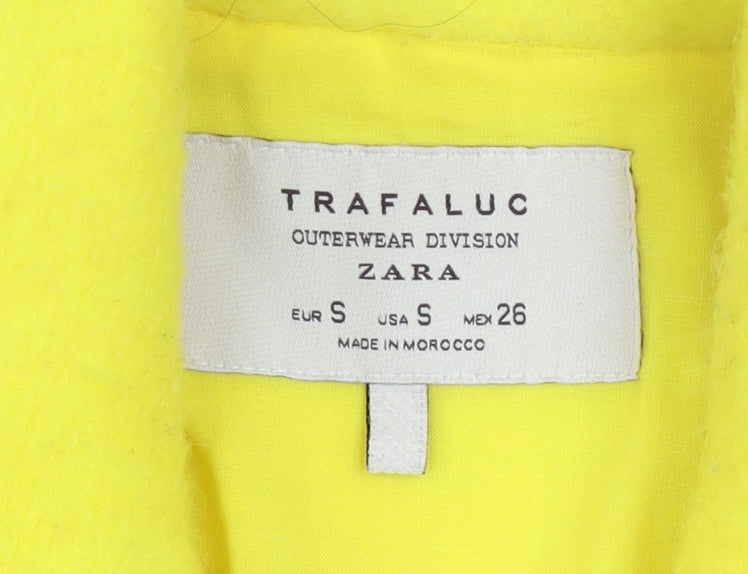 Zara Women Yellow Wool Blend Mid-Length Overcoat Size S