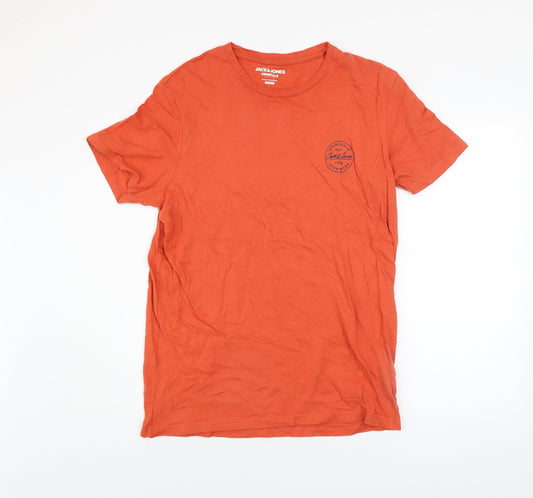 Mens UK Size L JACK & JONES Orange  Cotton T-Shirt