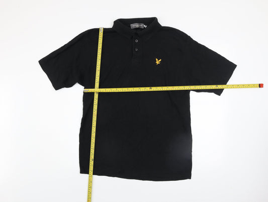 Lyle & Scott Men's Black Polo Shirt L Vintage Logo Cotton Blend