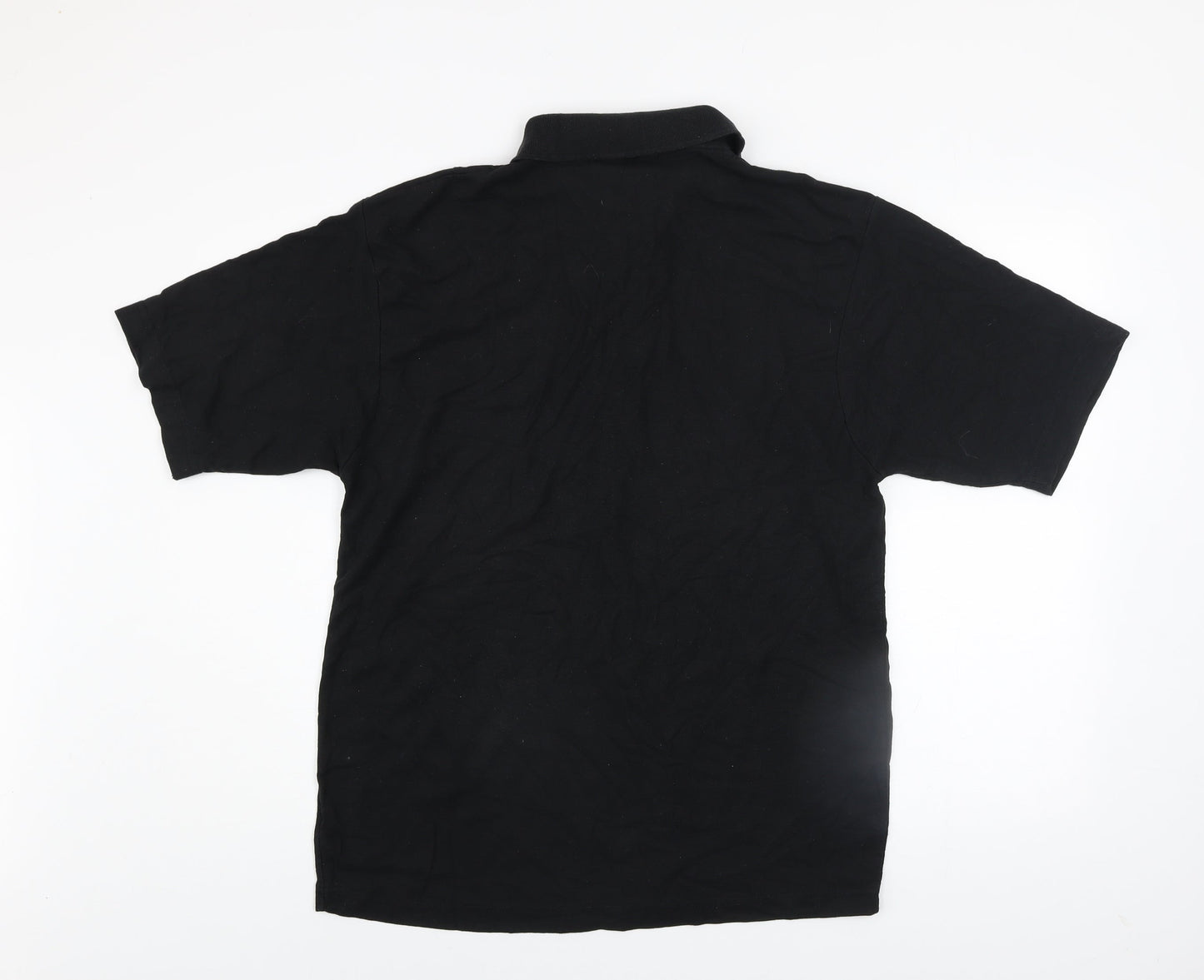 Lyle & Scott Men's Black Polo Shirt L Vintage Logo Cotton Blend