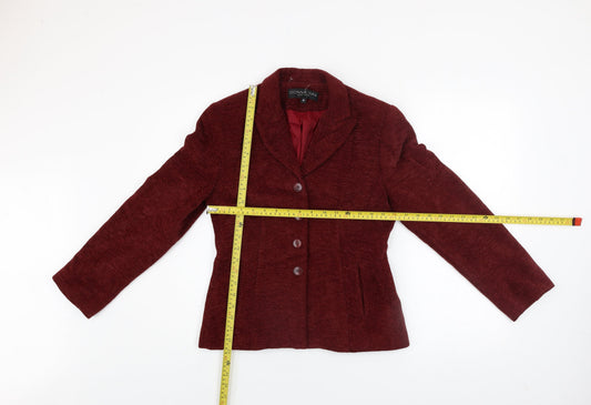 Donna Rae Women's Red Wool Blend Blazer Jacket Size 8
