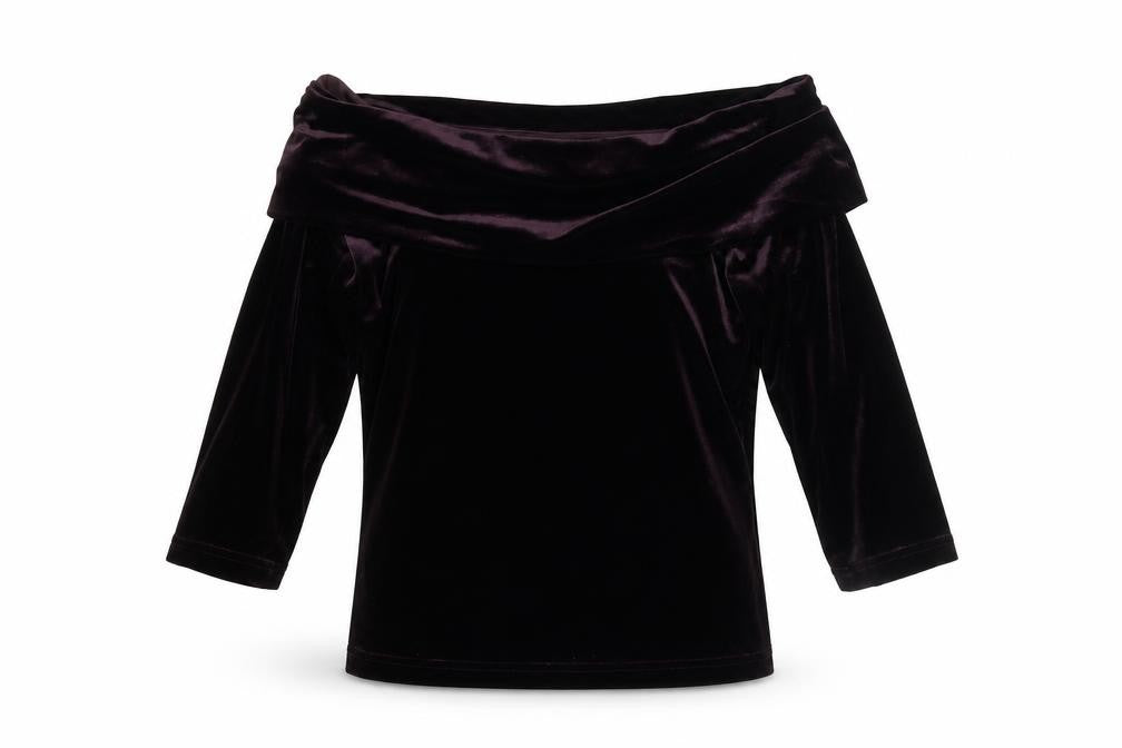 My Michelle Women’s Purple Velvet Off Shoulder Blouse L