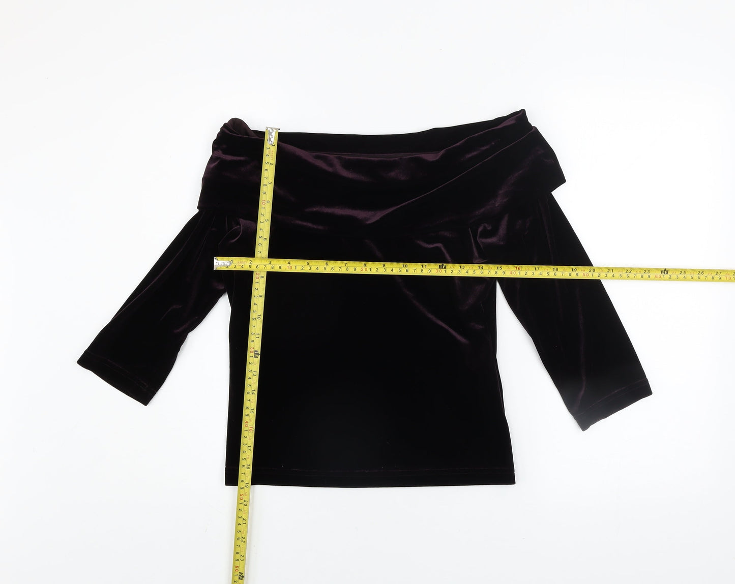 My Michelle Women’s Purple Velvet Off Shoulder Blouse L