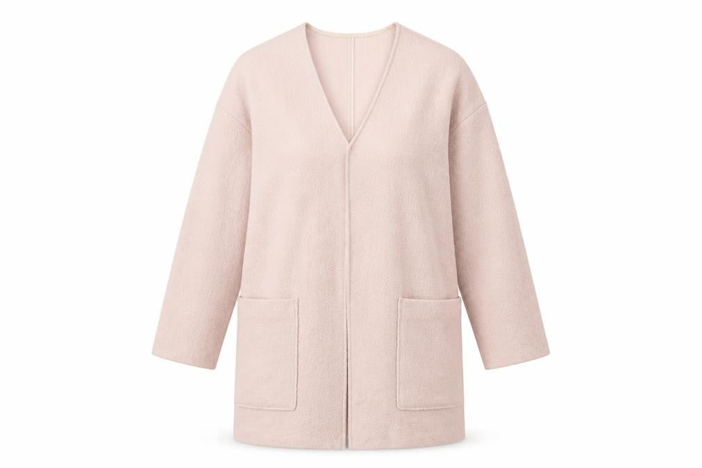 Mango Women Pink Open Front Long Coatigan Size Small Wool Blend