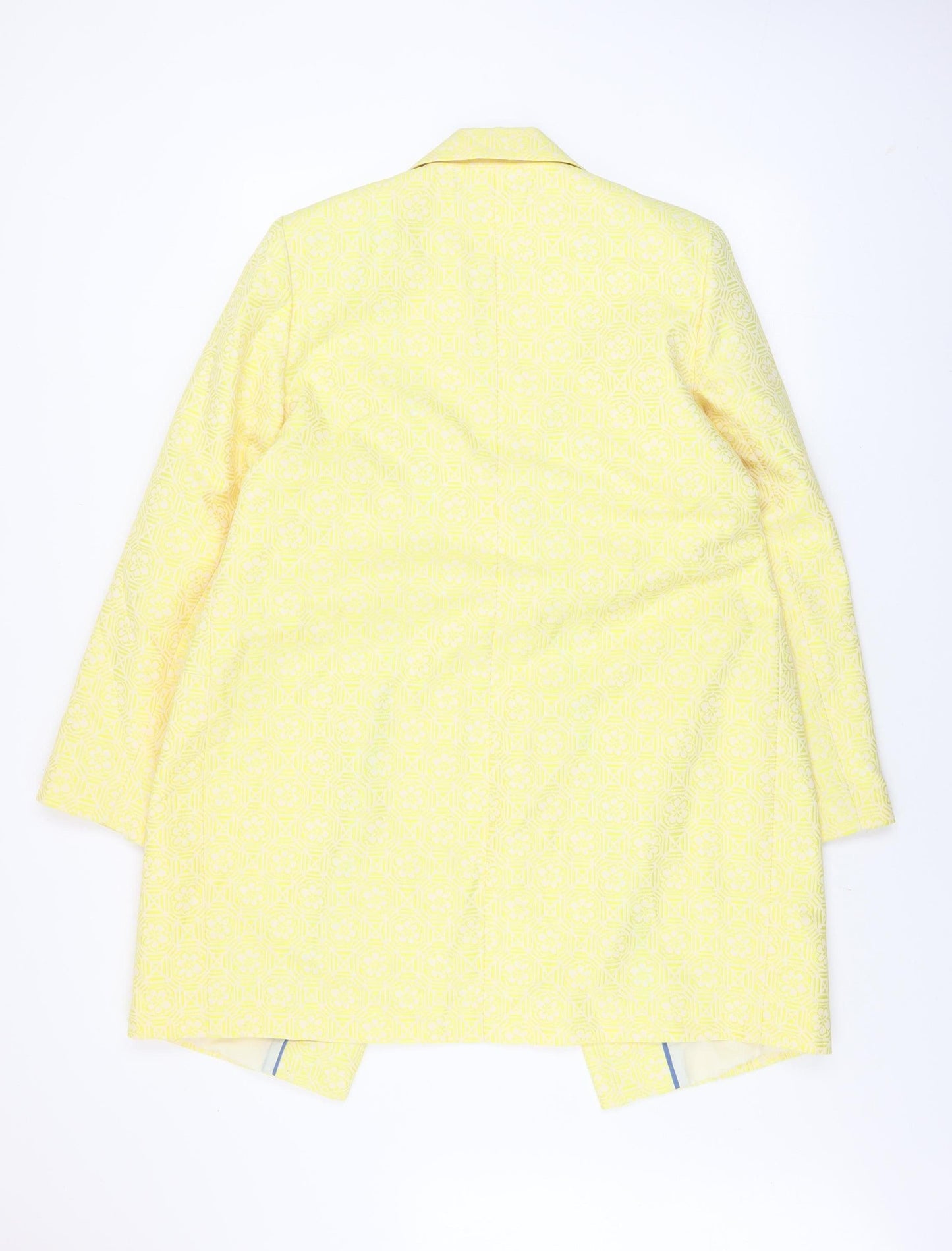 M&Co Boutique Womens Yellow Geometric Blazer Jacket Size 14