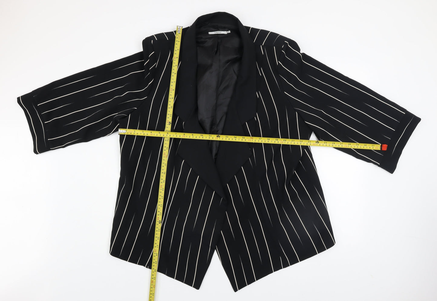 Personal Choice Womens Black Striped Plus Size 24 Relaxed Fit Blazer