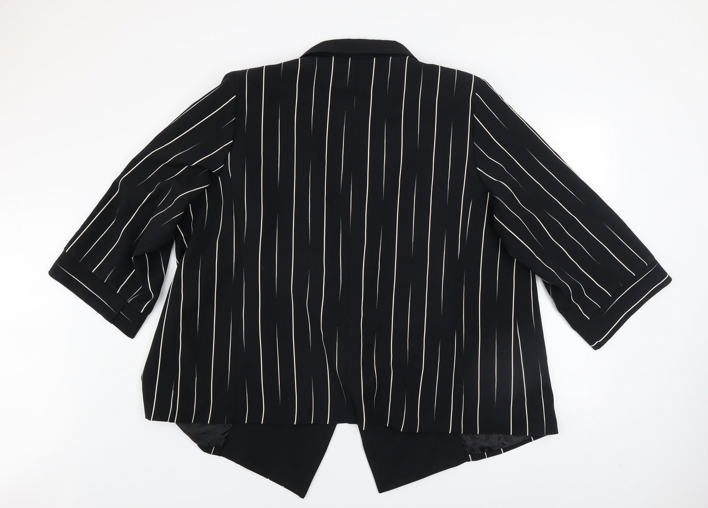 Personal Choice Womens Black Striped Plus Size 24 Relaxed Fit Blazer
