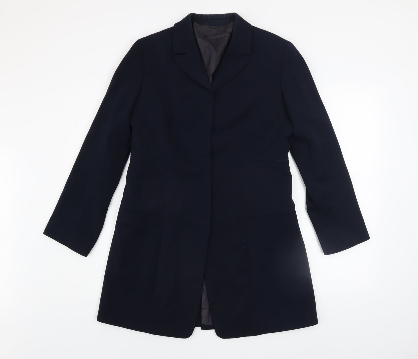 Marithe Francois Girbaud Womens Black Long Overcoat Size 16 Classic Style