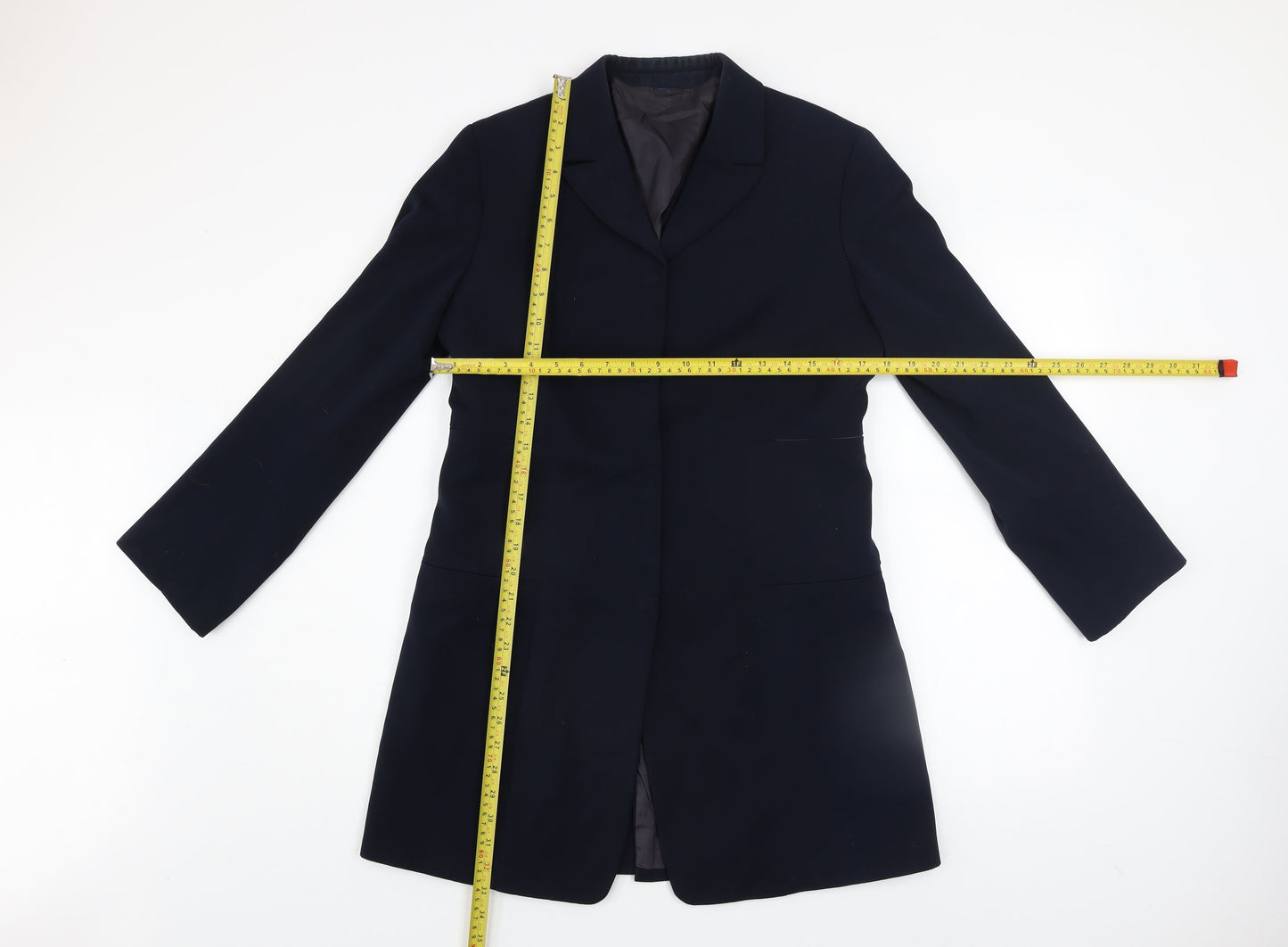 Marithe Francois Girbaud Womens Black Long Overcoat Size 16 Classic Style