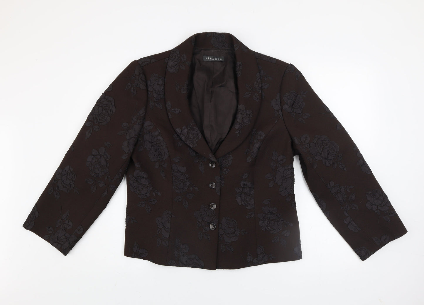 Alex & Co. Women’s Brown Floral Jacquard Blazer Size Regular