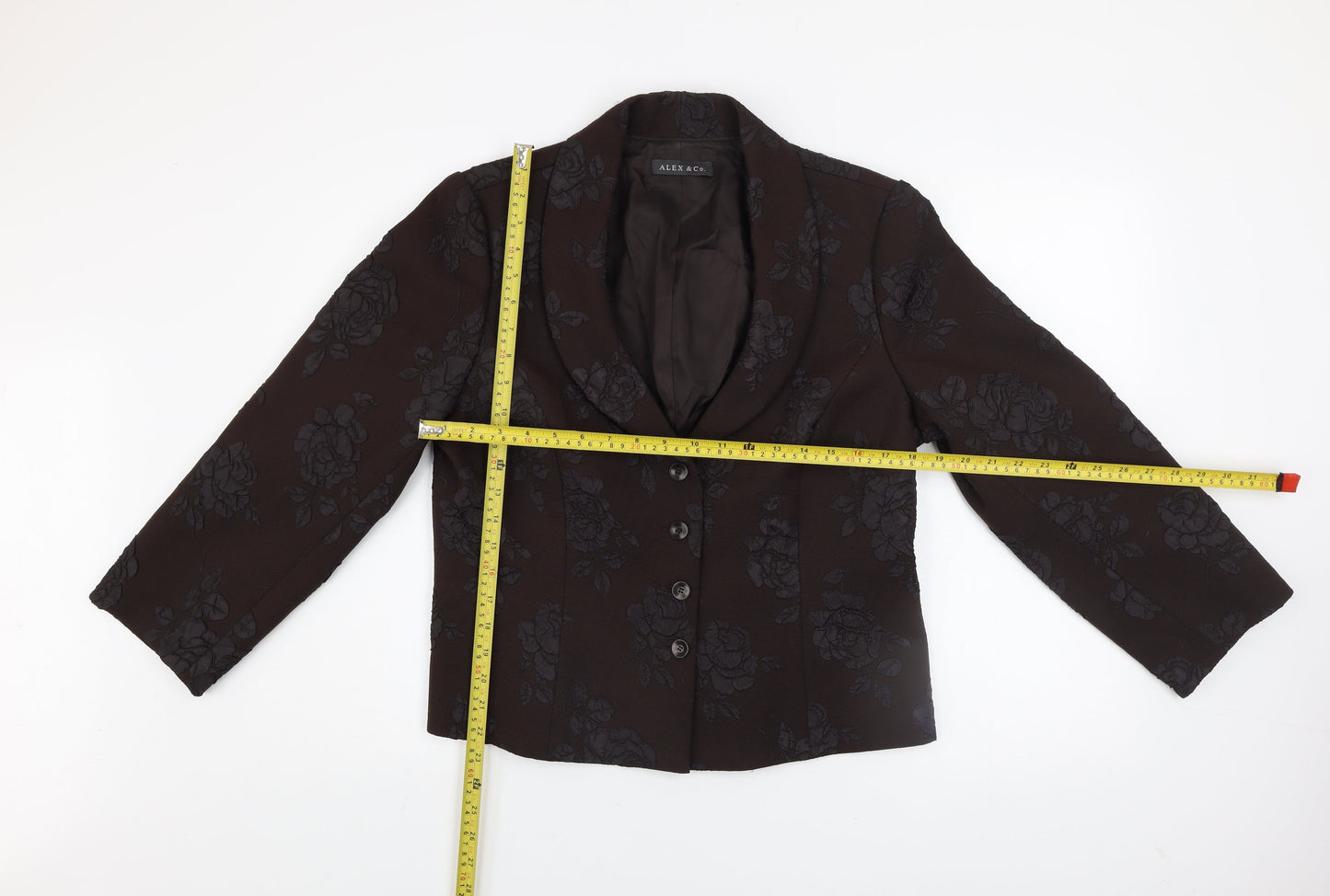 Alex & Co. Women’s Brown Floral Jacquard Blazer Size Regular