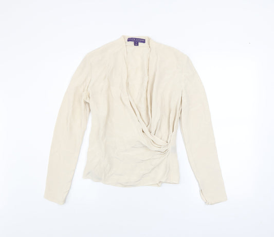 Womens UK Size 10 Ralph Lauren Beige Silk Blouse