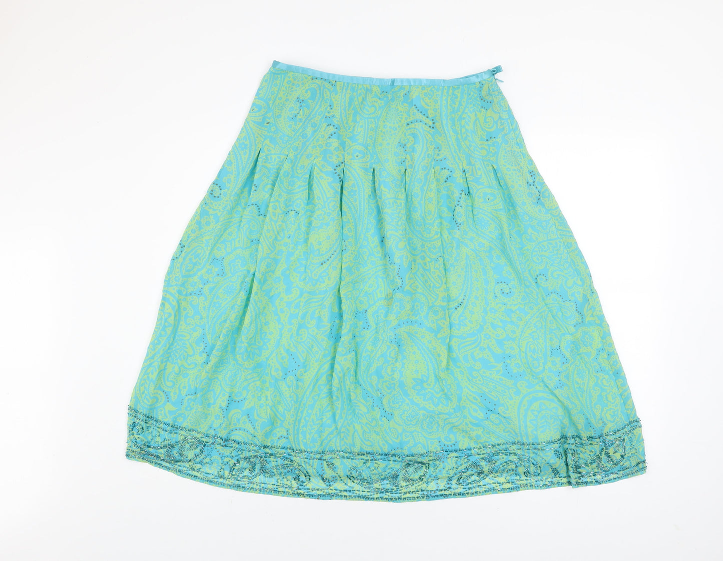 Planet Women’s Blue Silk A-Line Knee Length Skirt UK 8