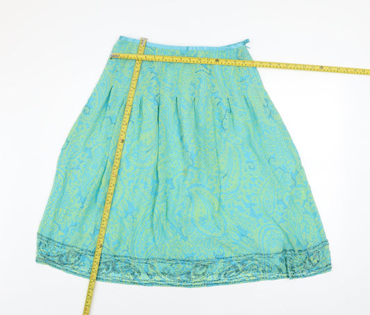 Planet Women’s Blue Silk A-Line Knee Length Skirt UK 8