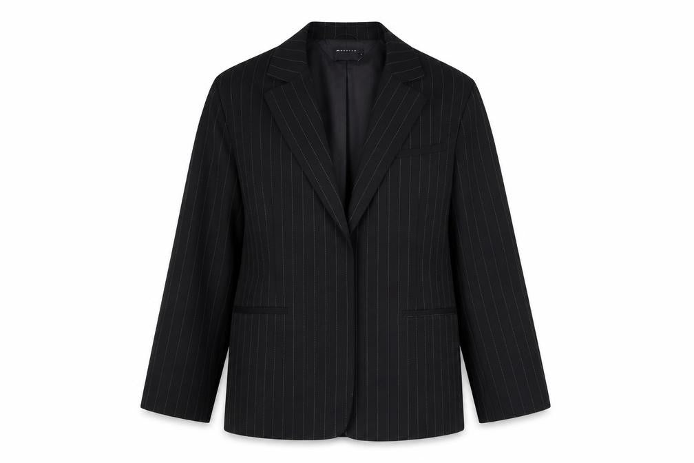 ASOS DESIGN Womens Black Pinstripe Blazer Size 8 Classic Fit