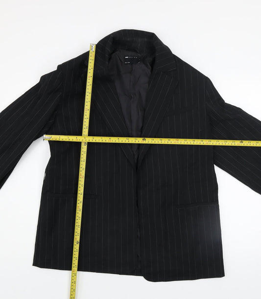 ASOS DESIGN Womens Black Pinstripe Blazer Size 8 Classic Fit