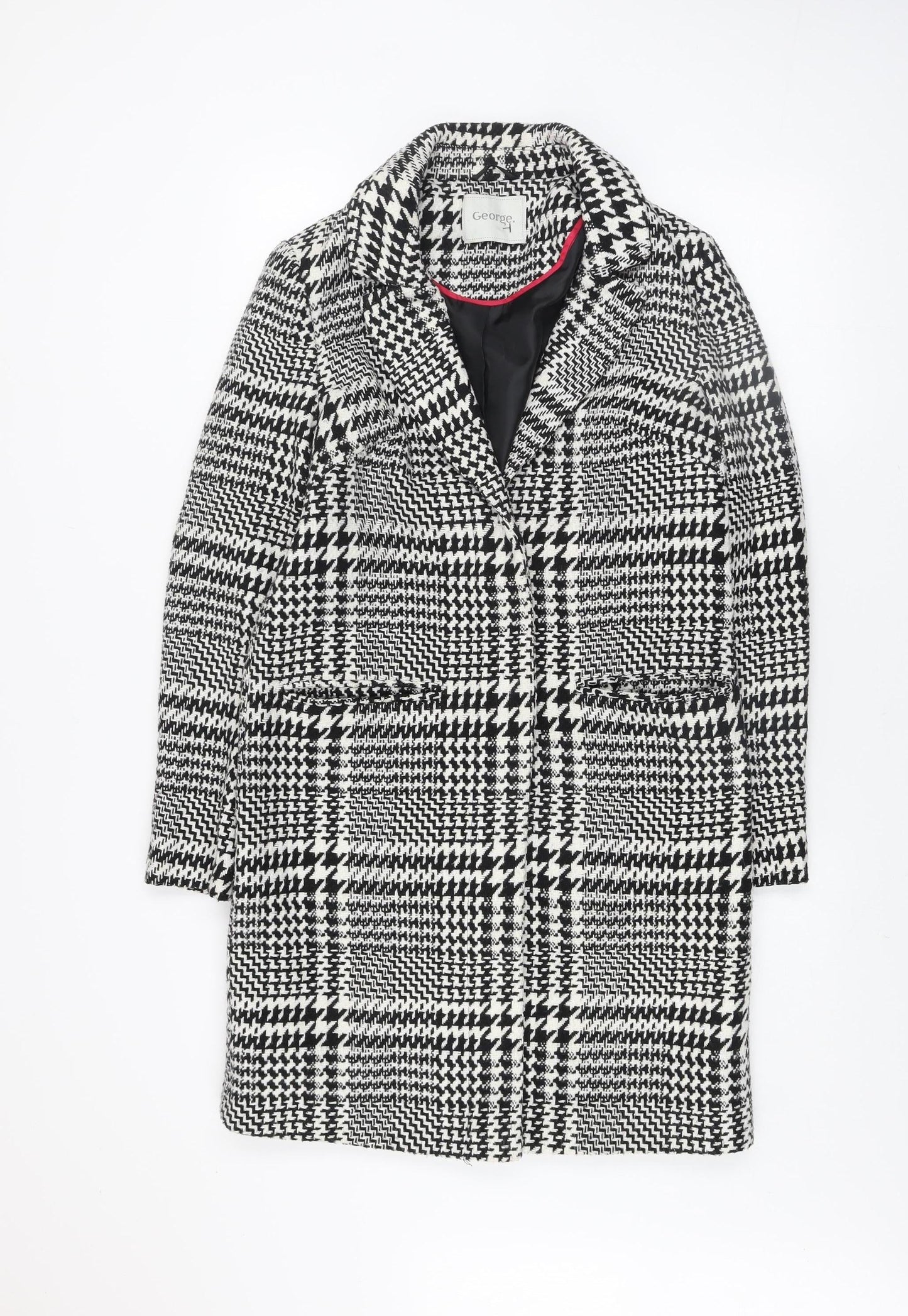 George Women’s Black & White Check Tweed Blazer UK 8 Classic Lined Jacket