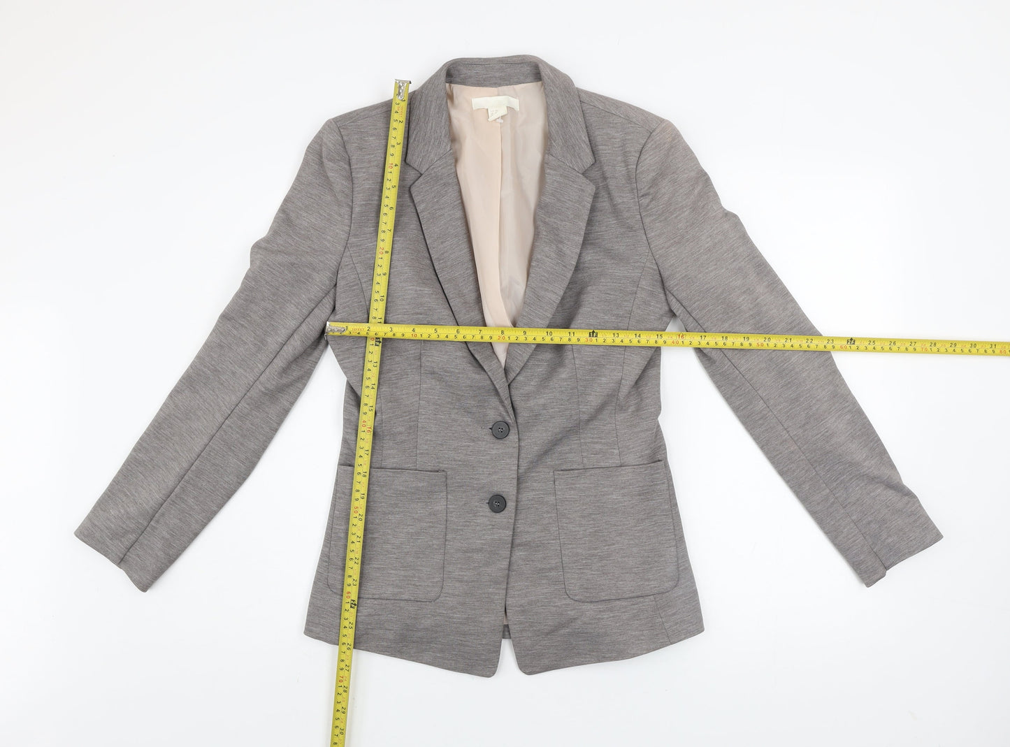 H&M Women’s Grey Slim Fit Blazer Jacket Size 10