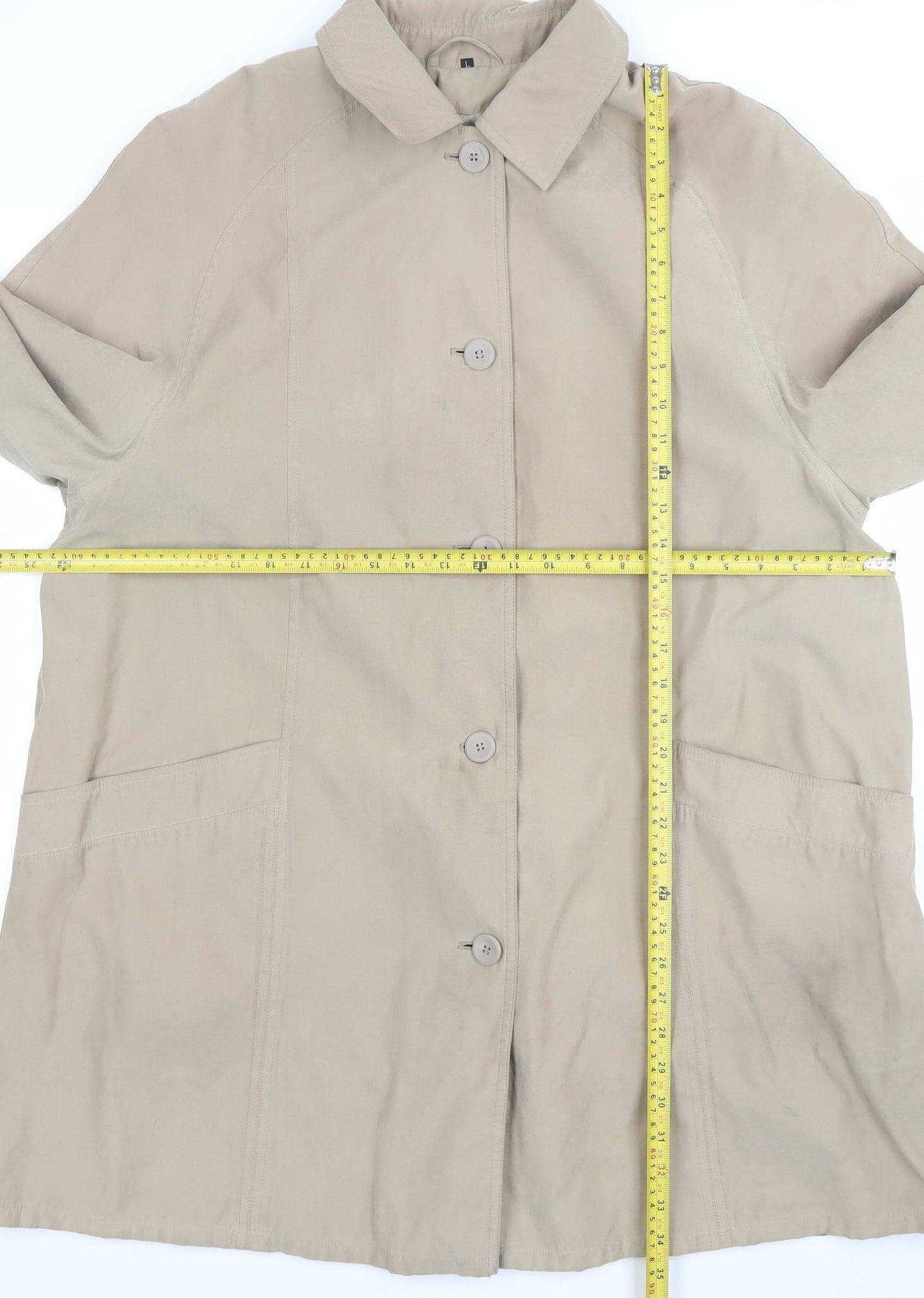 Richards Women Beige Cotton Button Trench Coat Size L