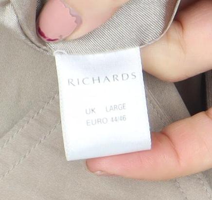 Richards Women Beige Cotton Button Trench Coat Size L