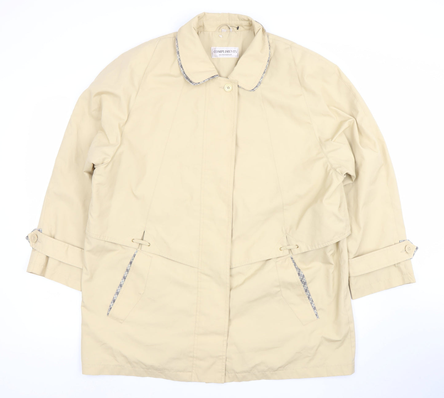 Compliments Women Beige Size 18 Mid-Length Classic Rain Coat