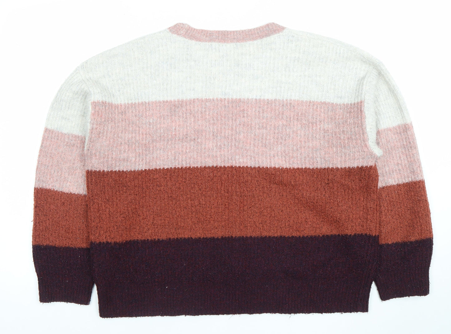 New Look Women Multicoloured Striped Crew Neck Chunky Knit Jumper Size M