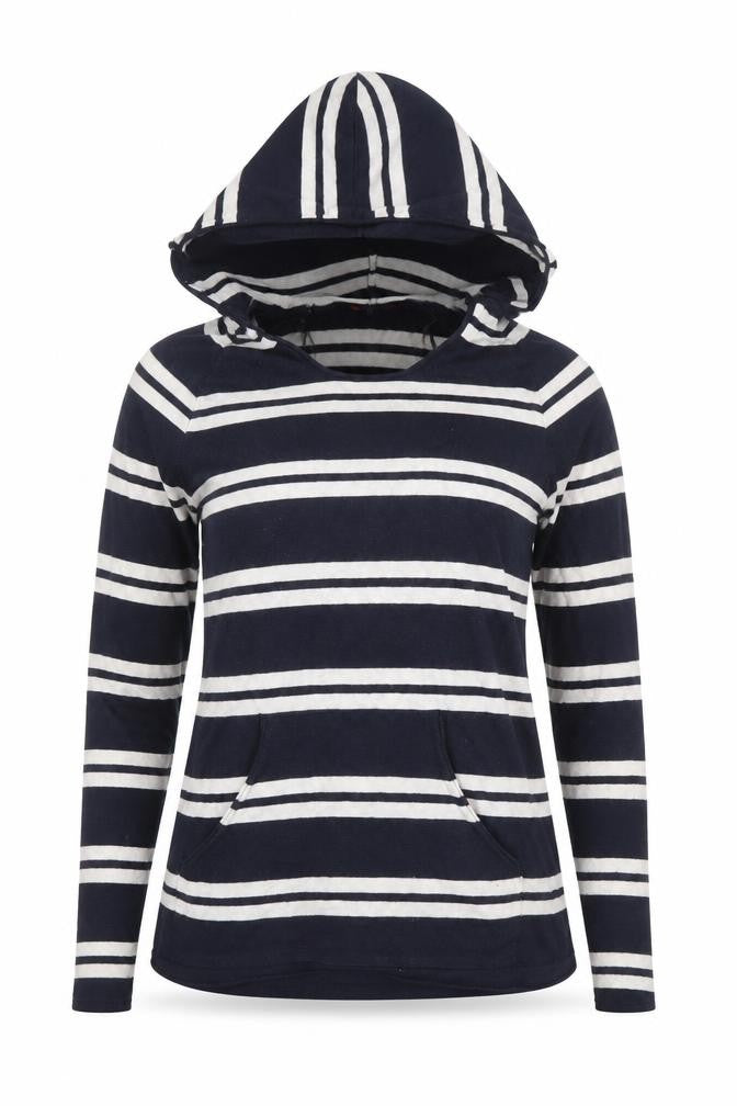 INC International Concepts Women Blue Striped Hooded Jumper Size 8
