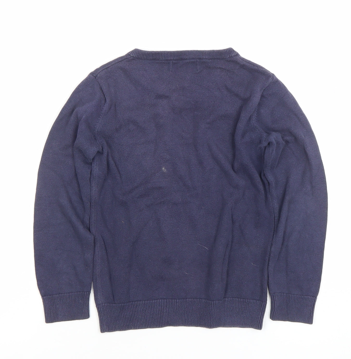 Fred Perry Boys Navy Blue V-Neck Cotton Jumper 5-6 Years Classic Knit