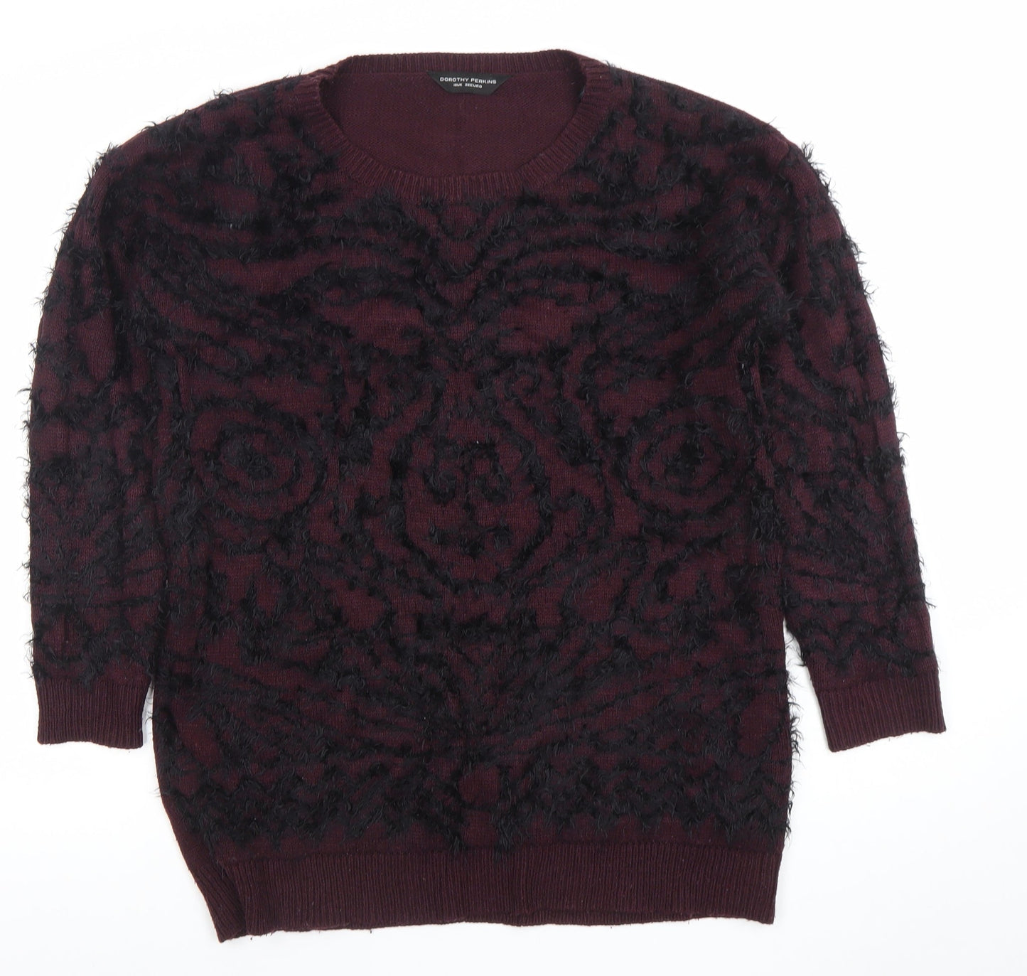 Dorothy Perkins Women’s Purple Black Crew Neck Long Sleeve Pullover Jumper Size 10