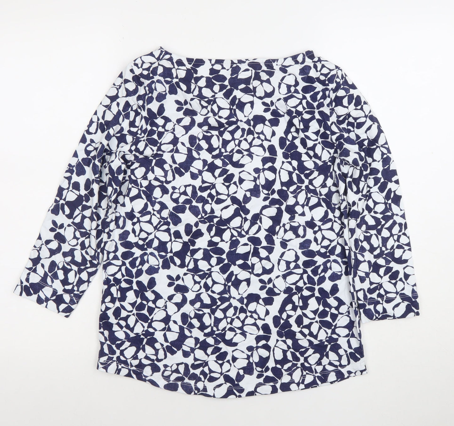 Bella di Notte Women's Blue Floral 3/4 Sleeve Cotton T-Shirt Size 12