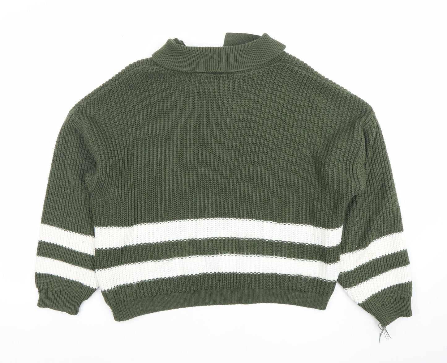 Pink Vanilla Women’s Green Collared Half Zip Chunky Knit Jumper Size S