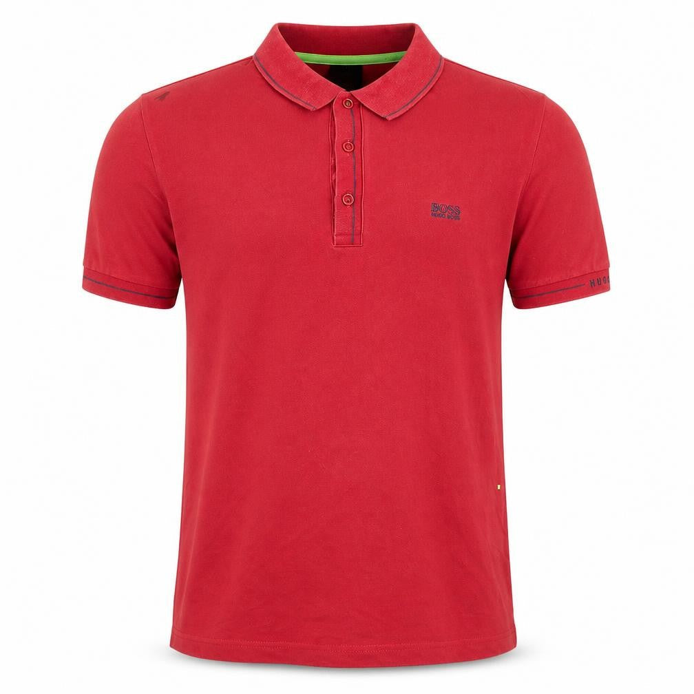 Hugo Boss Men's Red Slim Fit Cotton Polo Shirt Size L
