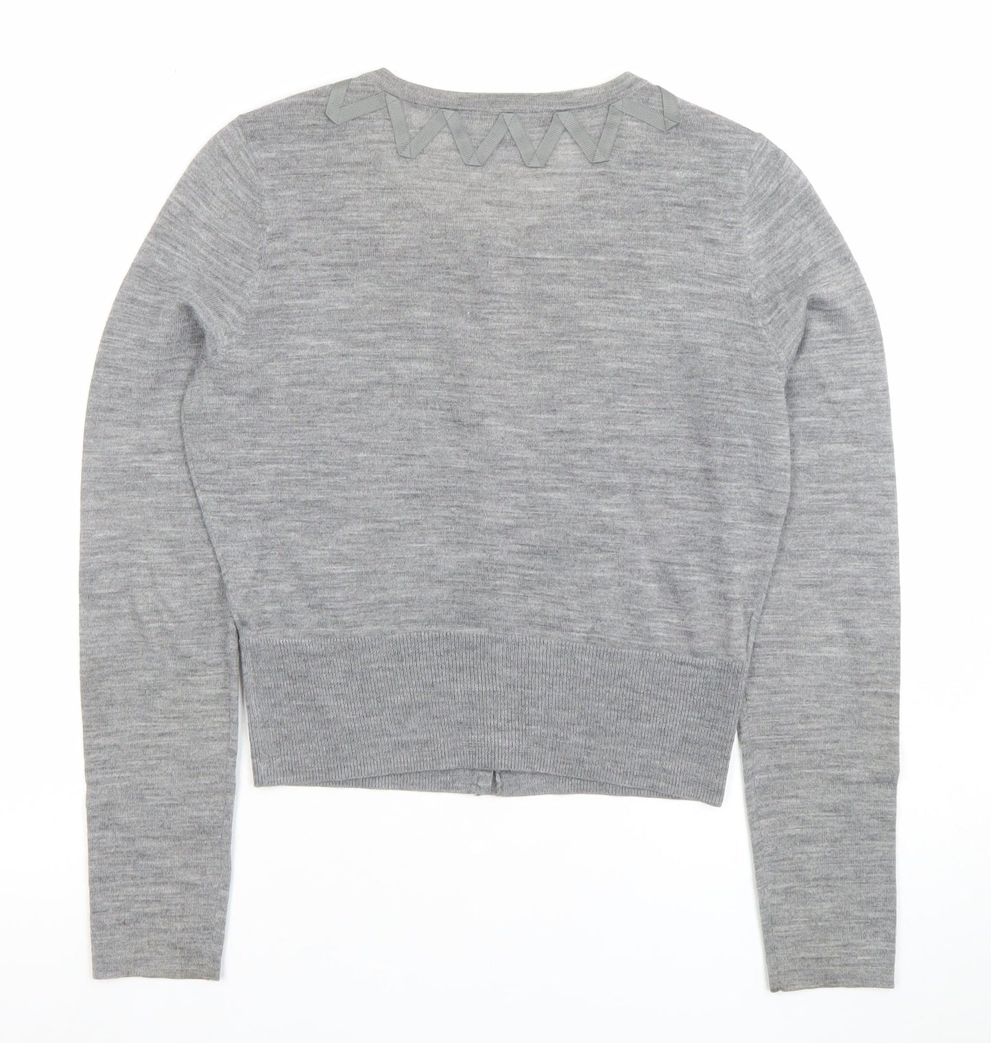 Laura Ashley Women's Grey Wool Blend Bow Cardigan UK 10