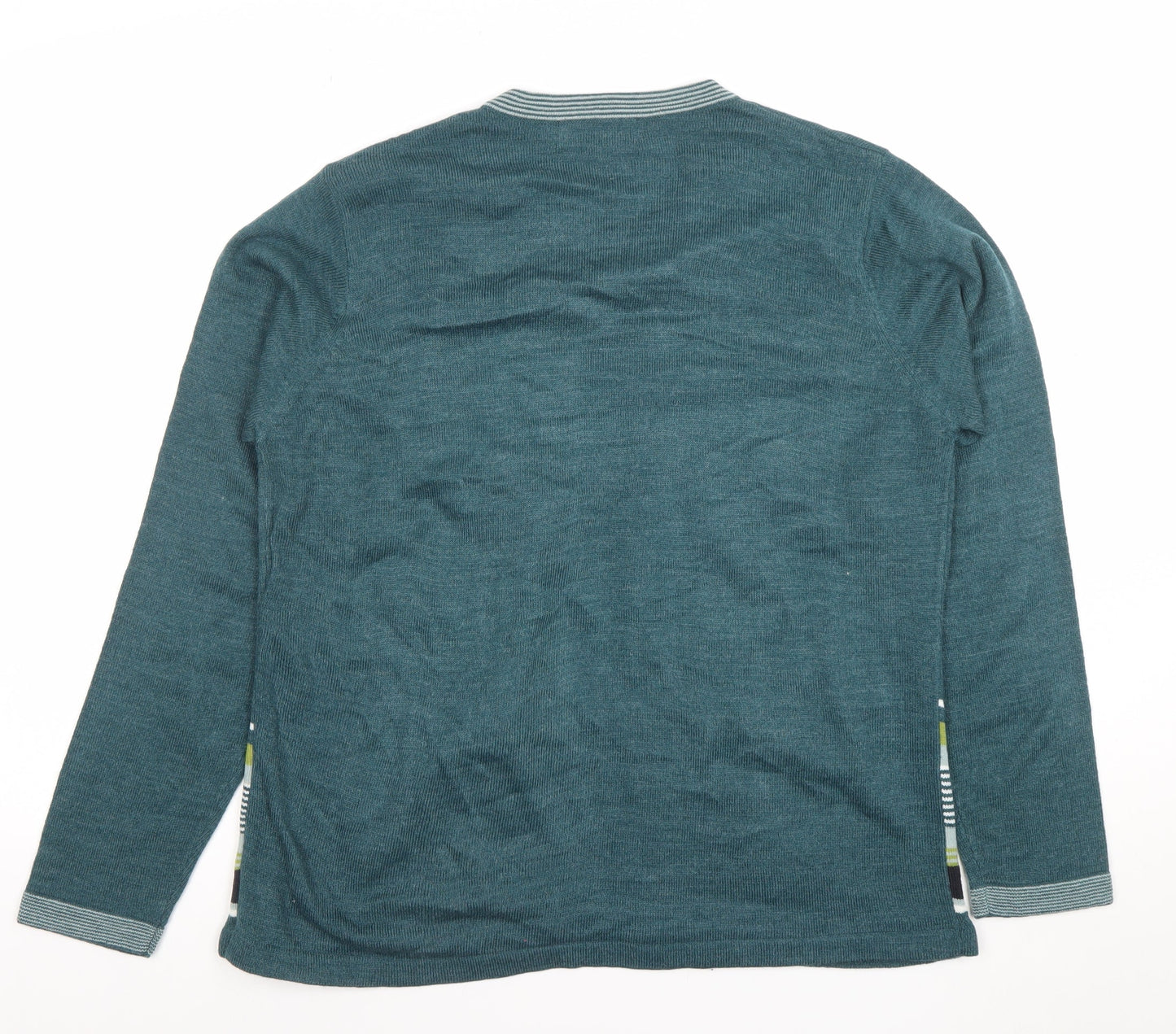 Honor Millburn Women's Green Striped Knit Open Cardigan M
