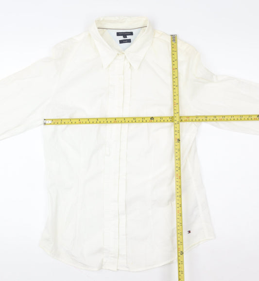 Tommy Hilfiger Women's White Cotton Stretch Button-Up Shirt Size 12
