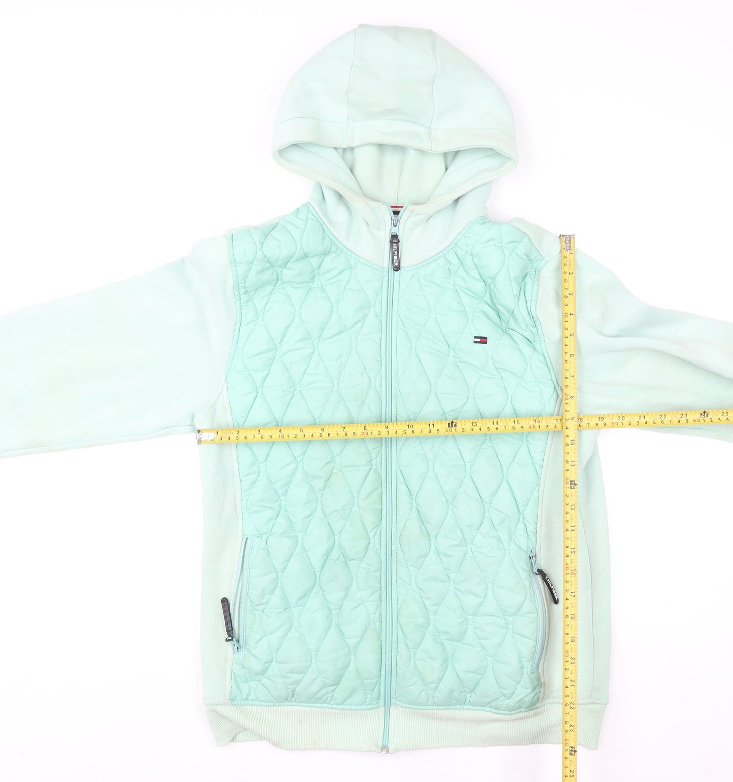 Tommy Hilfiger Womens Green 2XL Hooded Quilted Zip Jacket