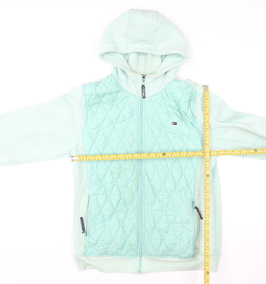Tommy Hilfiger Womens Green 2XL Hooded Quilted Zip Jacket