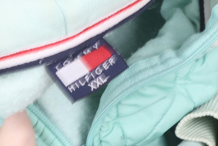 Tommy Hilfiger Womens Green 2XL Hooded Quilted Zip Jacket