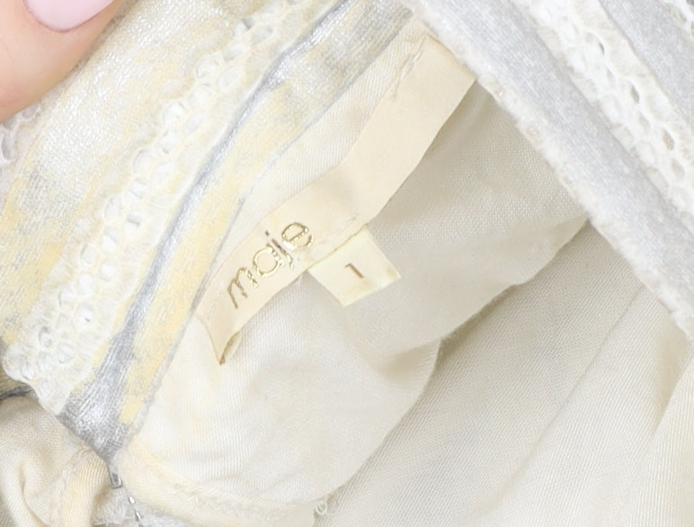 Maje Women’s Silver Pleated Knee Length Skirt Size S