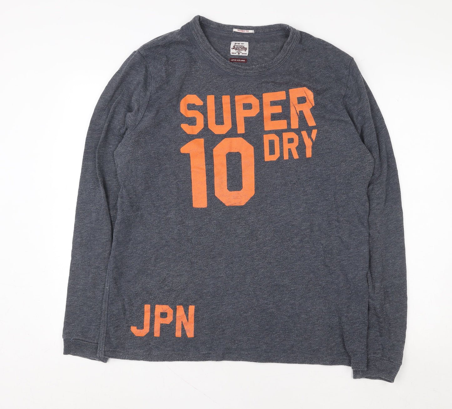 Superdry Mens Grey XL Pullover Sweatshirt Long Sleeve Graphic Logo Top