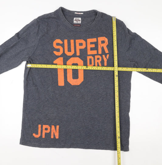 Superdry Mens Grey XL Pullover Sweatshirt Long Sleeve Graphic Logo Top