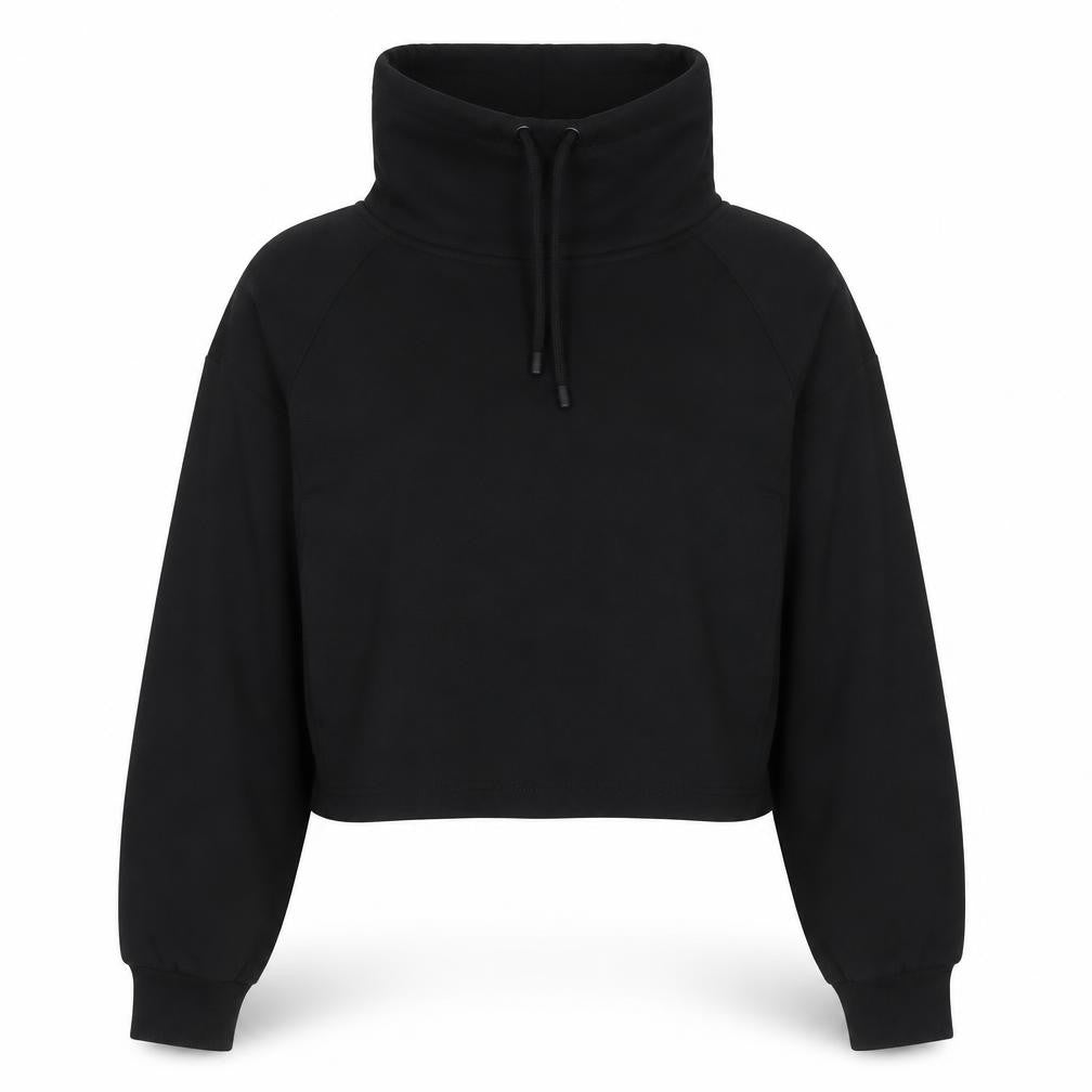 F&F Women Black XS Pullover Polyester Funnel Neck Sweatshirt
