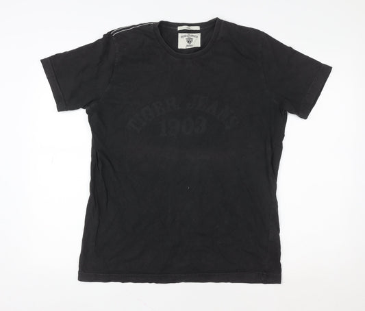 Tiger of Sweden Men's Black Cotton Crew Neck Logo T-Shirt Size L