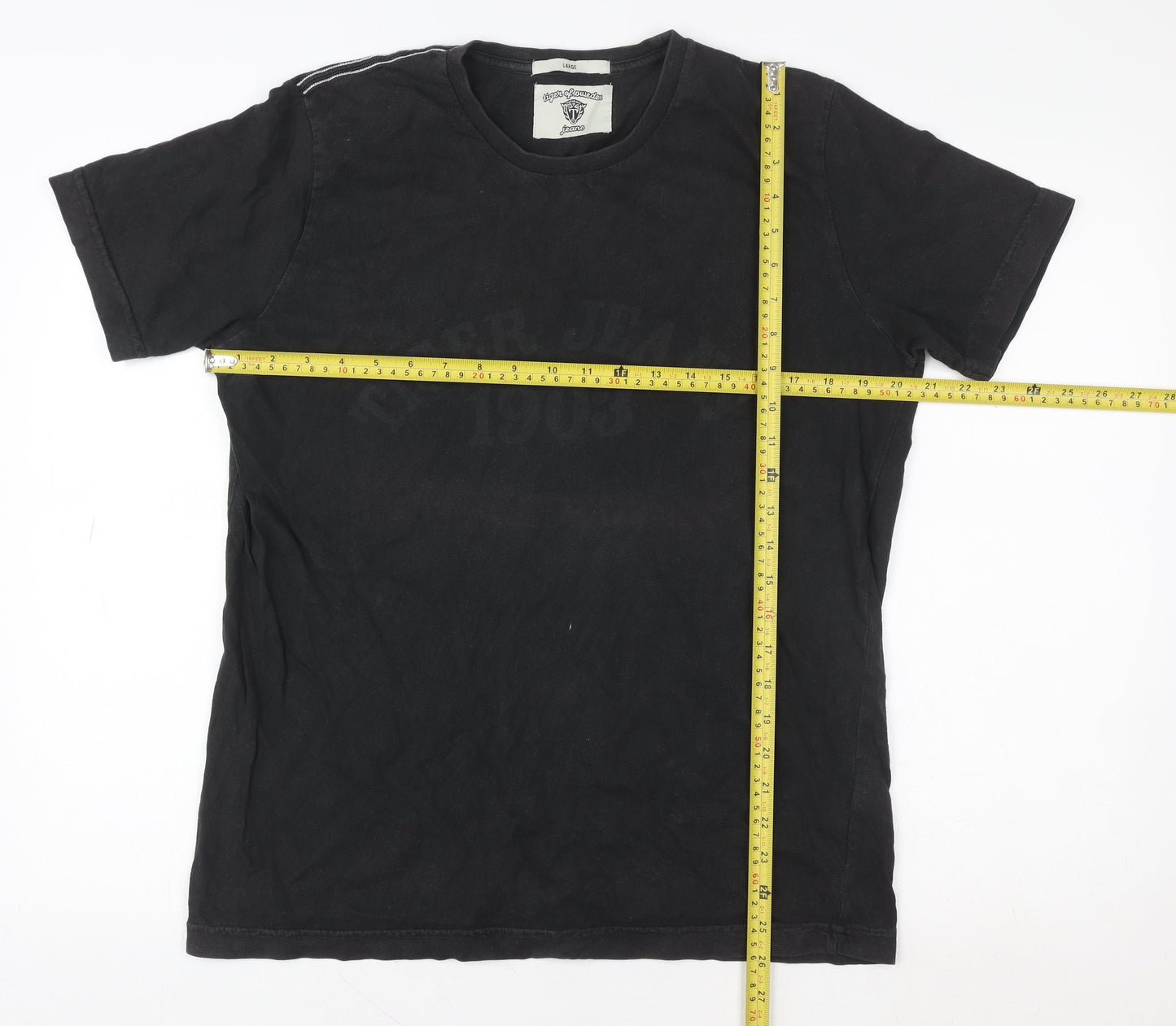 Tiger of Sweden Men's Black Cotton Crew Neck Logo T-Shirt Size L